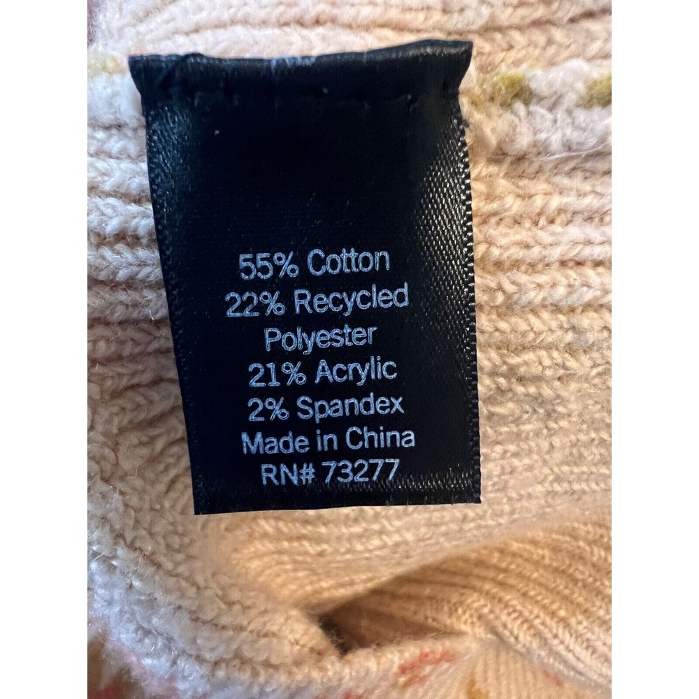 New LC Lauren Conrad Floral Print Crewneck Sweater Tan Pressed Peony Womens Sz S - Picture 7 of 8